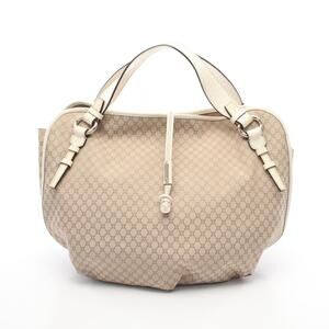 Celine Macadam Tote Bag Canvas Leather Beige Ivory White